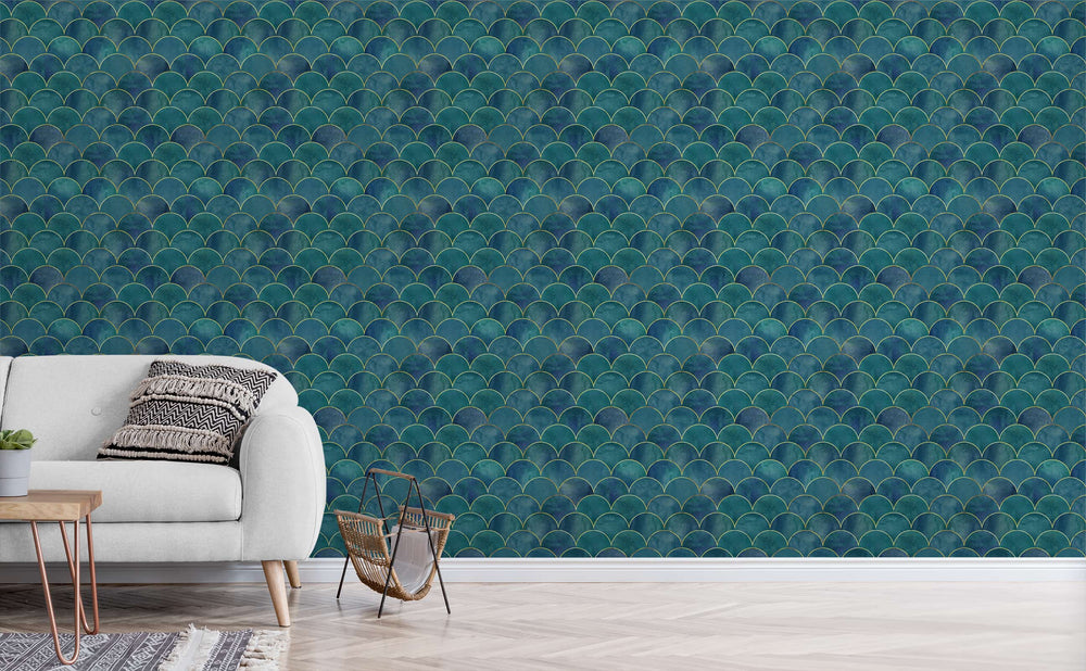 On the Sea wallpaper in a living room | Walls Need Love