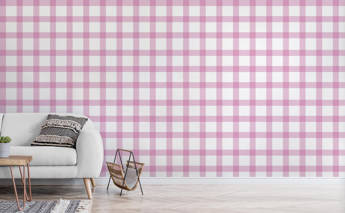 Cheque Pattern Wallpapers Classic Blush Pink Check Pattern Wallpaper for Walls | Pretty Pink Checks