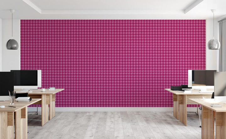 Groovy Houndstooth in Fuchsia | Wallpaper