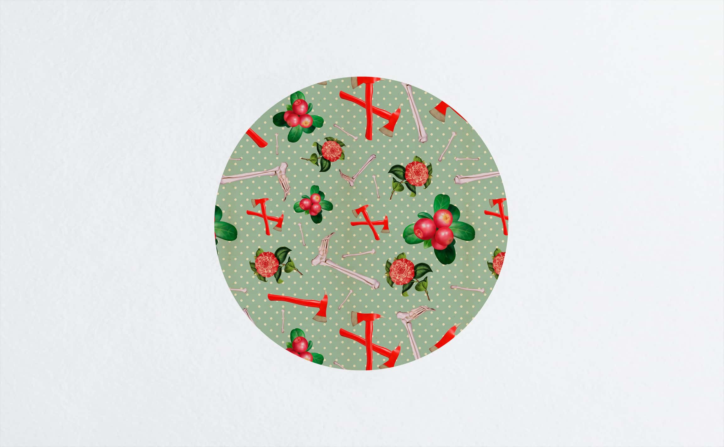 Crimson Flowers & Fibulas Circle Wall Decal by Walls Need Love®