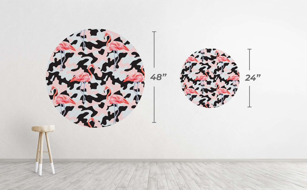 Flamingo Camo Circle Wall Decal by Walls Need Love┬«