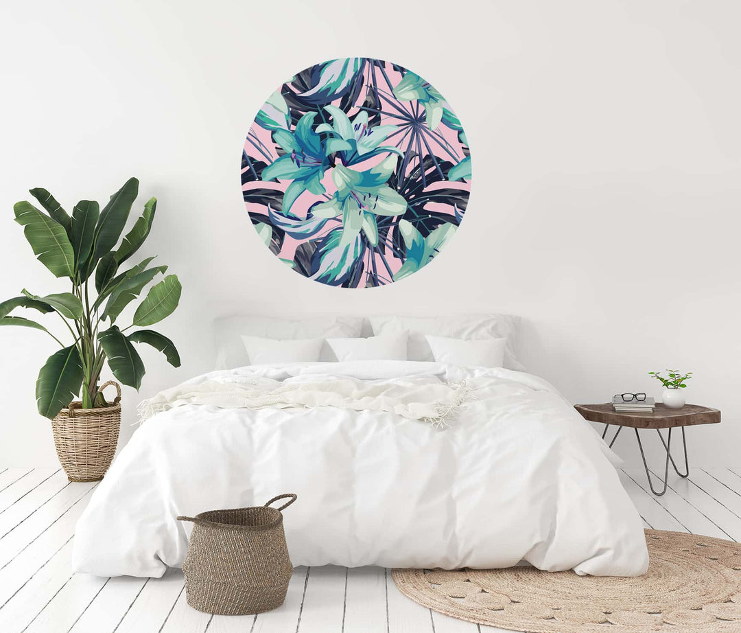 Neon Flowers Circle Wall Decal by Walls Need Love┬«