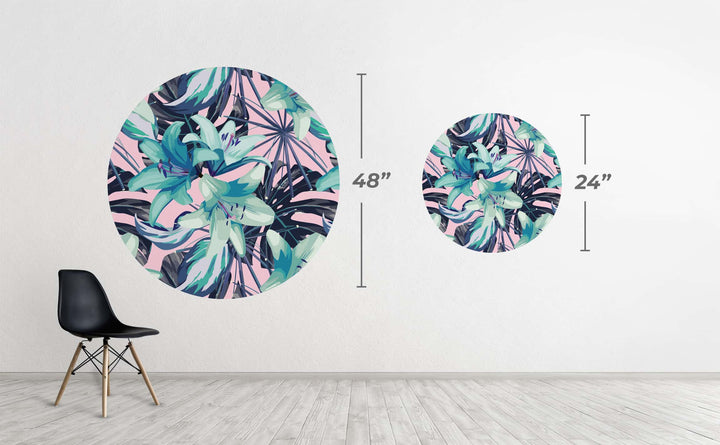 Neon Flowers Circle Wall Decal by Walls Need Love┬«