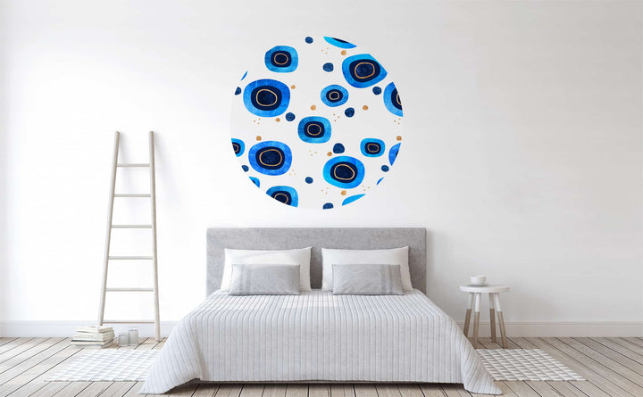 Floral Blues Circle Wall Decal by Walls Need Love┬«