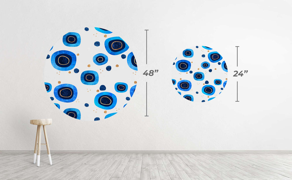 Floral Blues Circle Wall Decal by Walls Need Love┬«