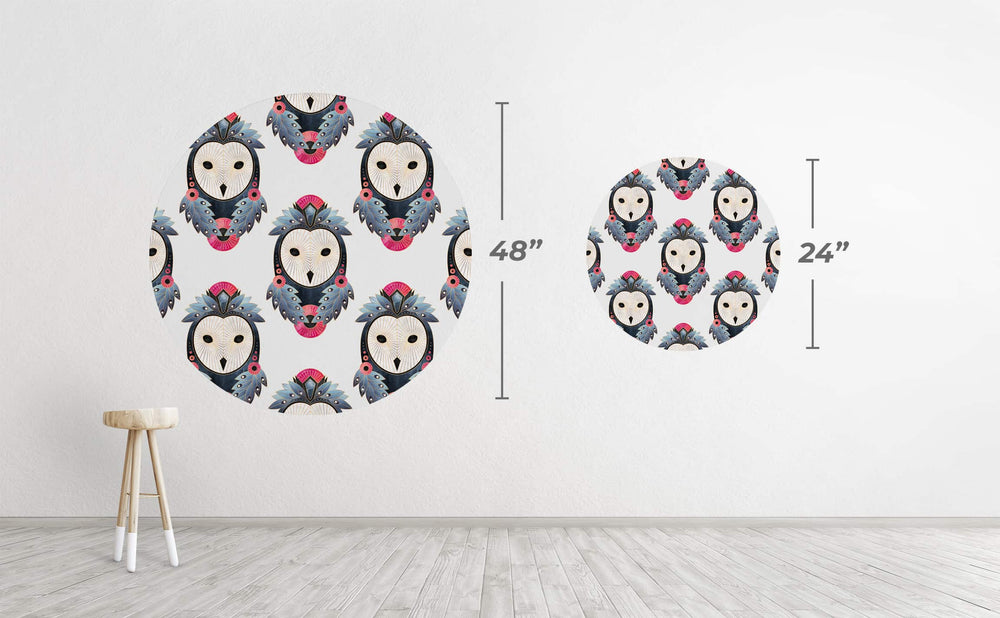 Owl Light Background Circle Wall Decal by Walls Need Love┬«