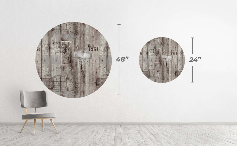 Aged Wood Printing Circle Wall Decal by Walls Need Love┬«