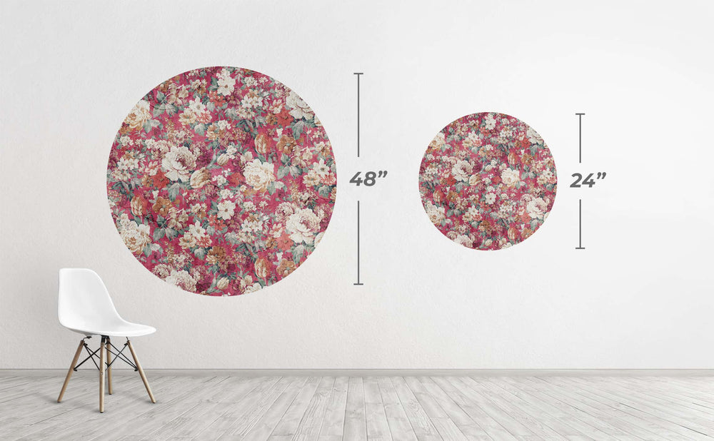 Red Flowers Circle Wall Decal by Walls Need Love┬«