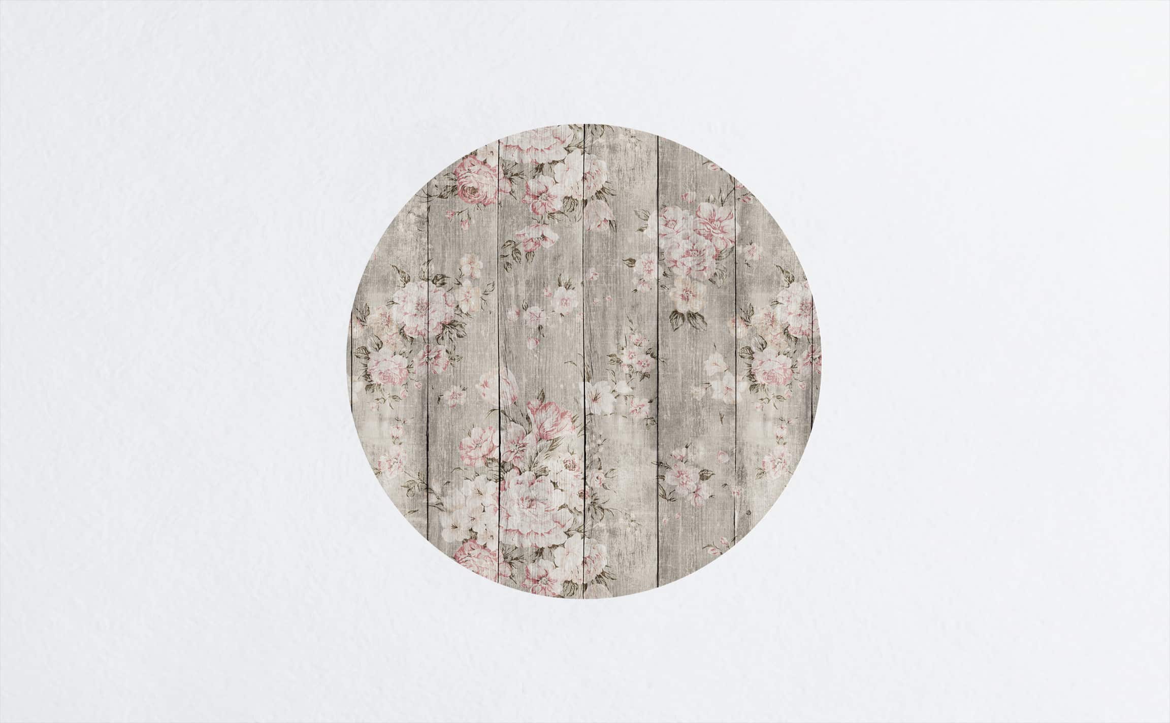 Wood Texture Floral Circle Wall Decal by Walls Need Love┬«