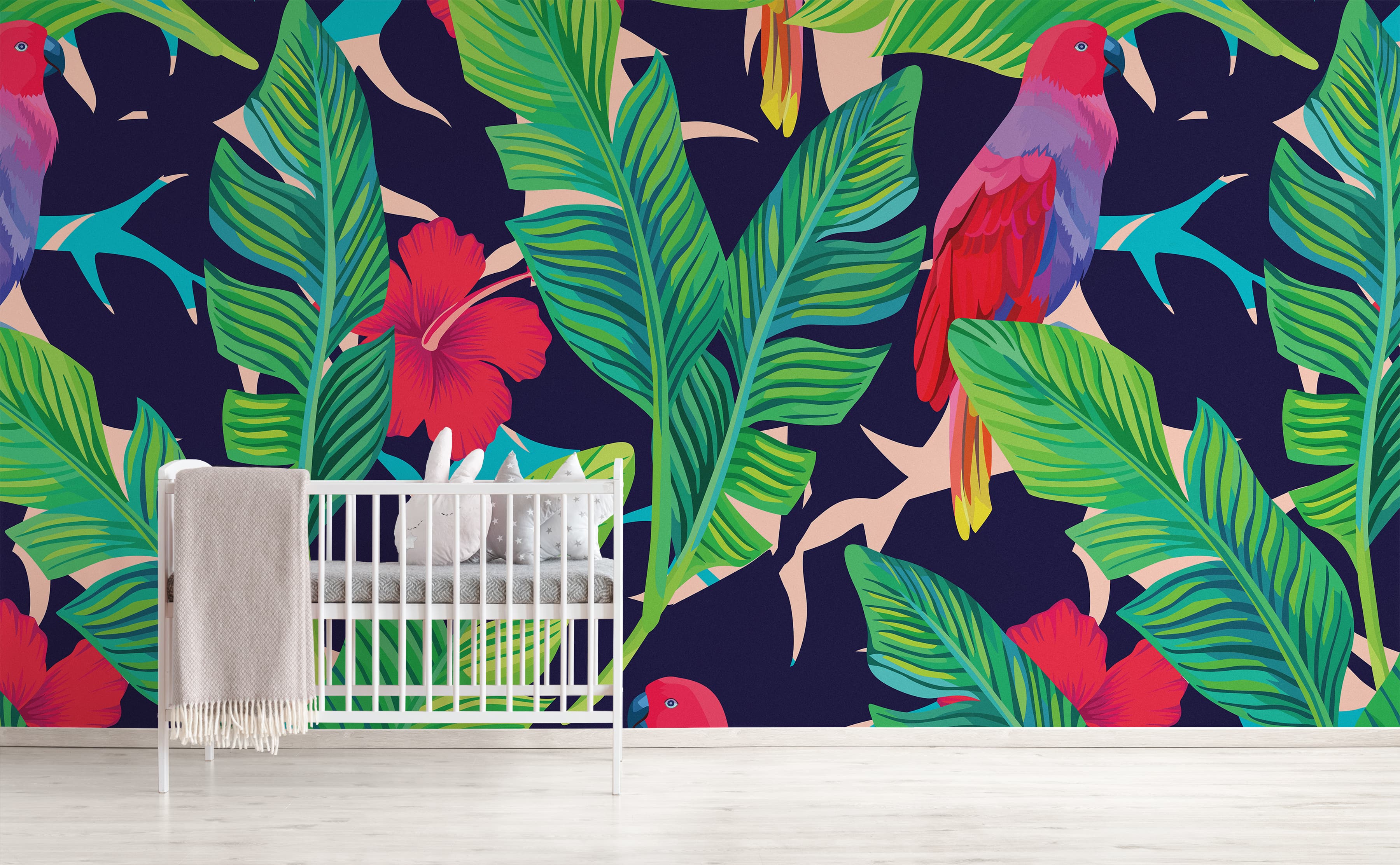 Tropical Jungle Plants Wall Decals, plastic-free kids room decor