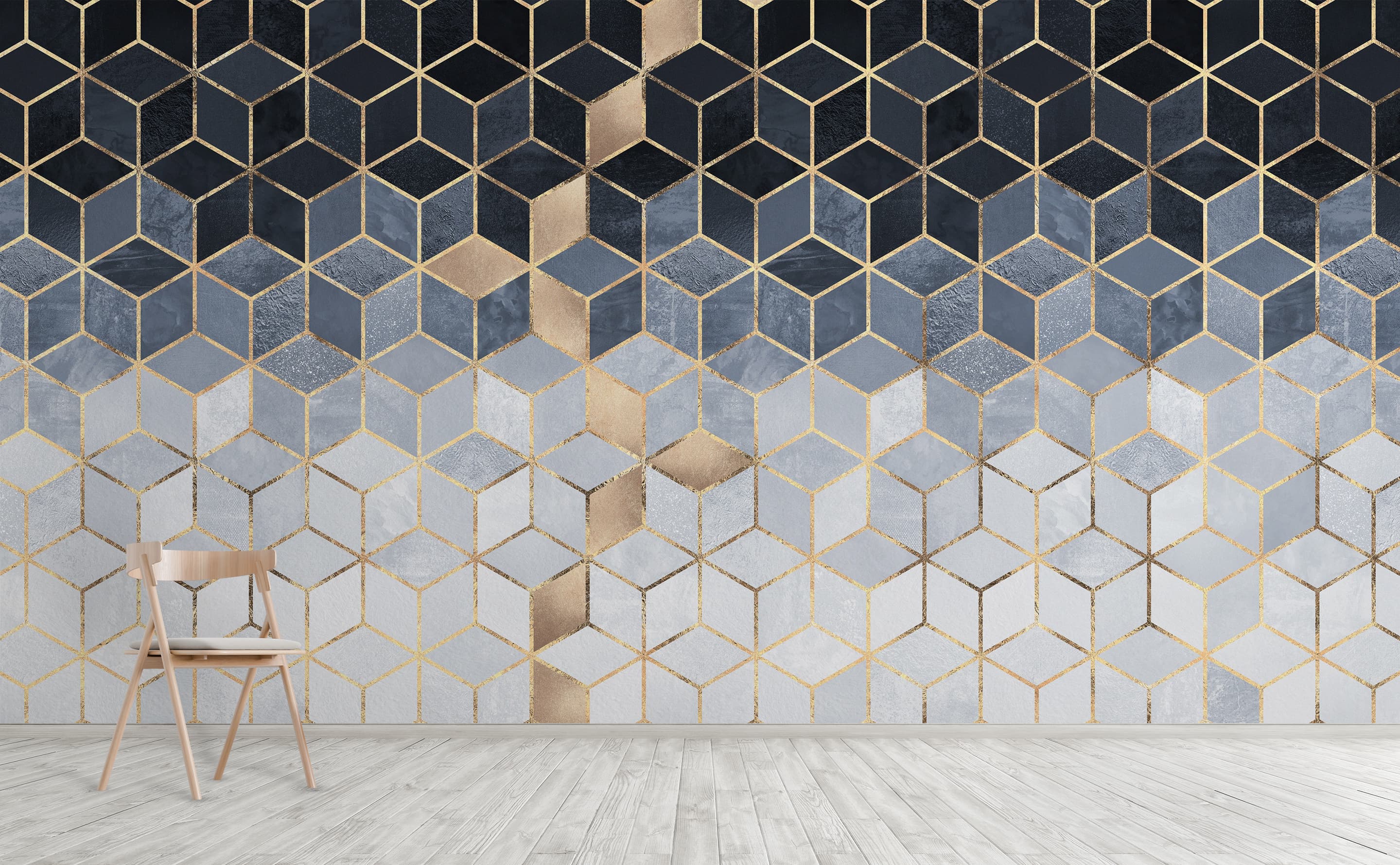 Soft Blue Gradient Cubes Wall Mural by Walls Need Loveﾮ