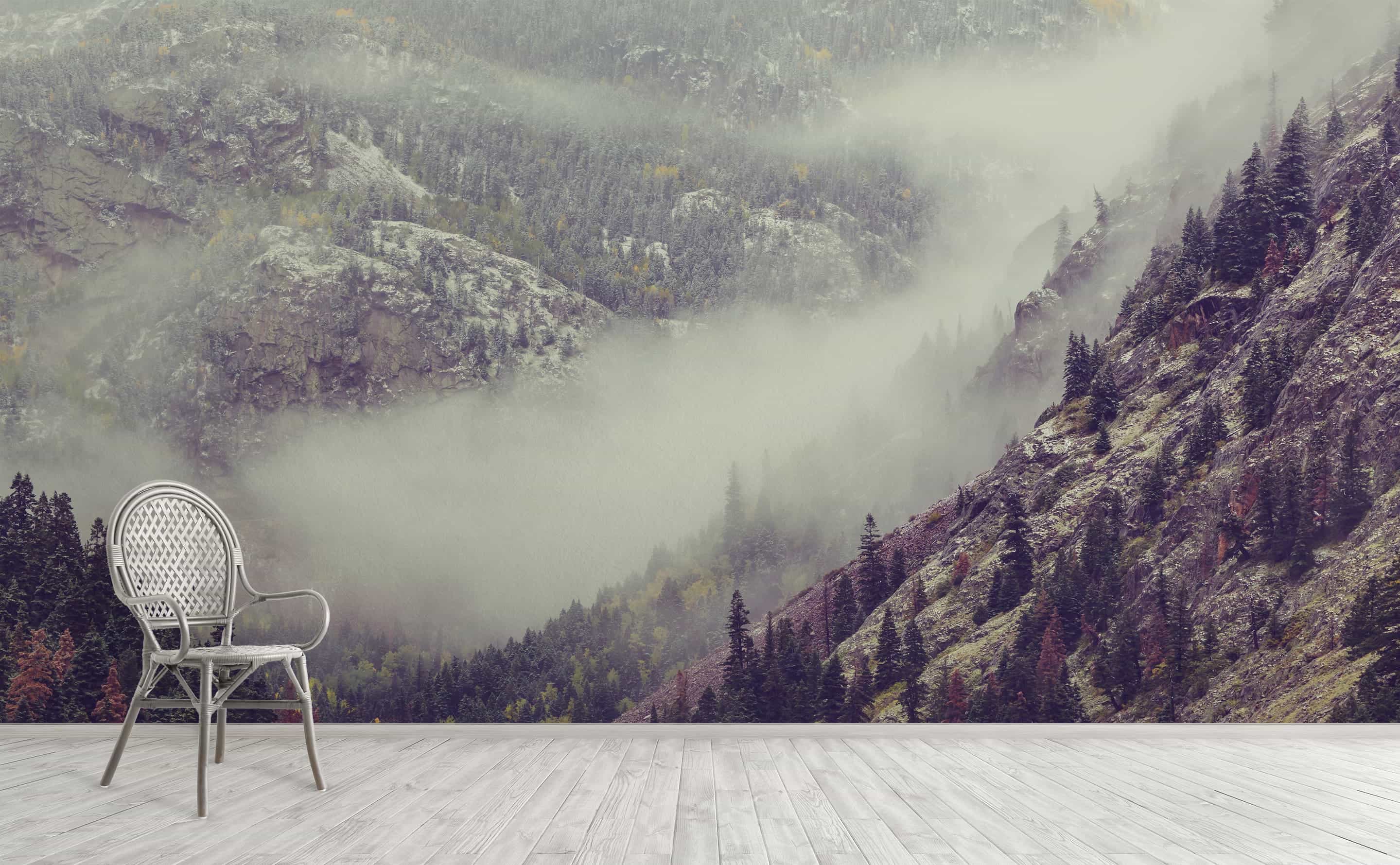 Mountain Side Fog Wall Mural by Walls Need Love®