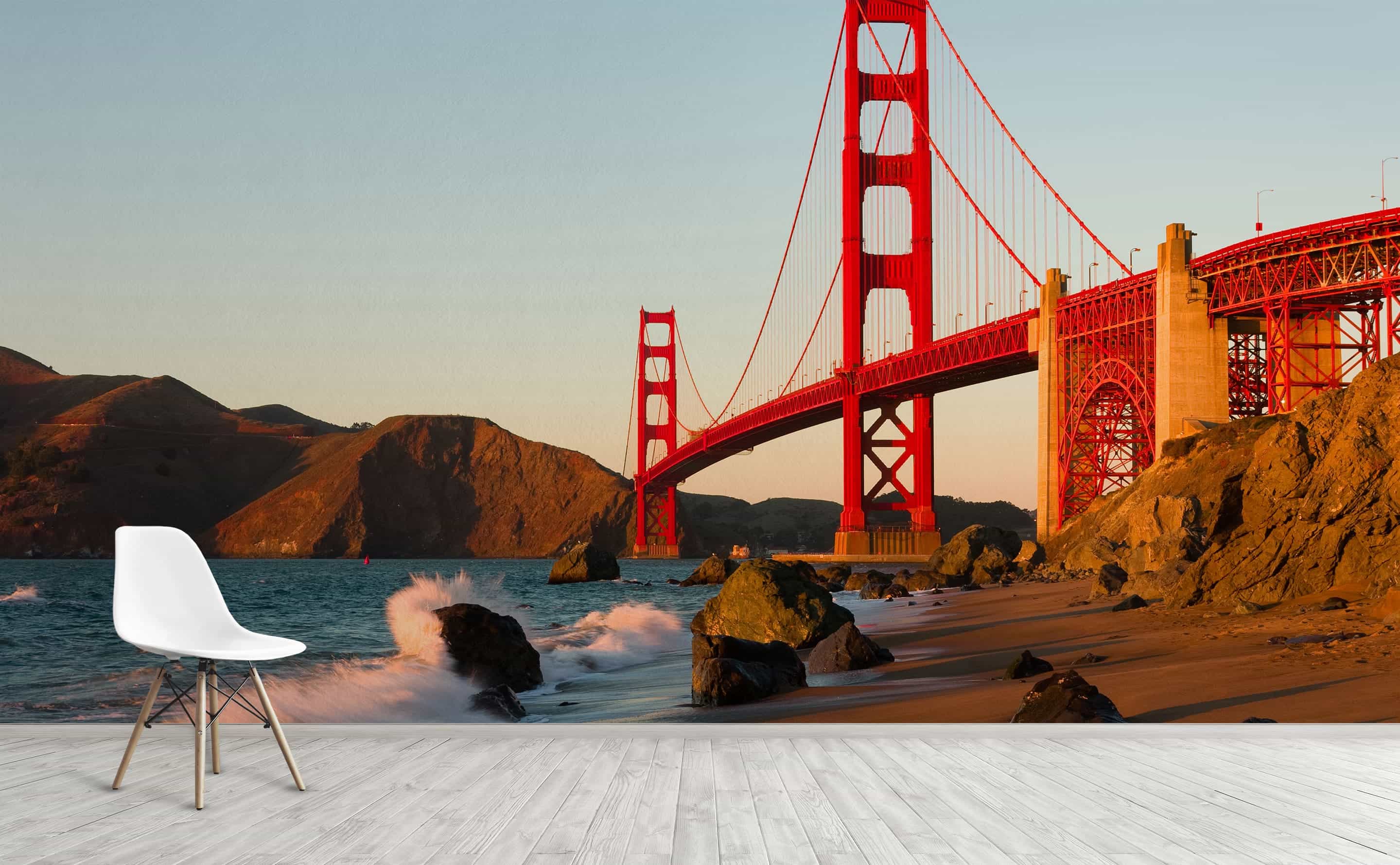 Golden Gate At Sunset Wall Mural by Walls Need Love®