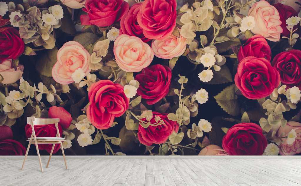 Antique Rose Wall Arrangement ウォールアート m1873_1s_Bold-Roses-Wall-Mural