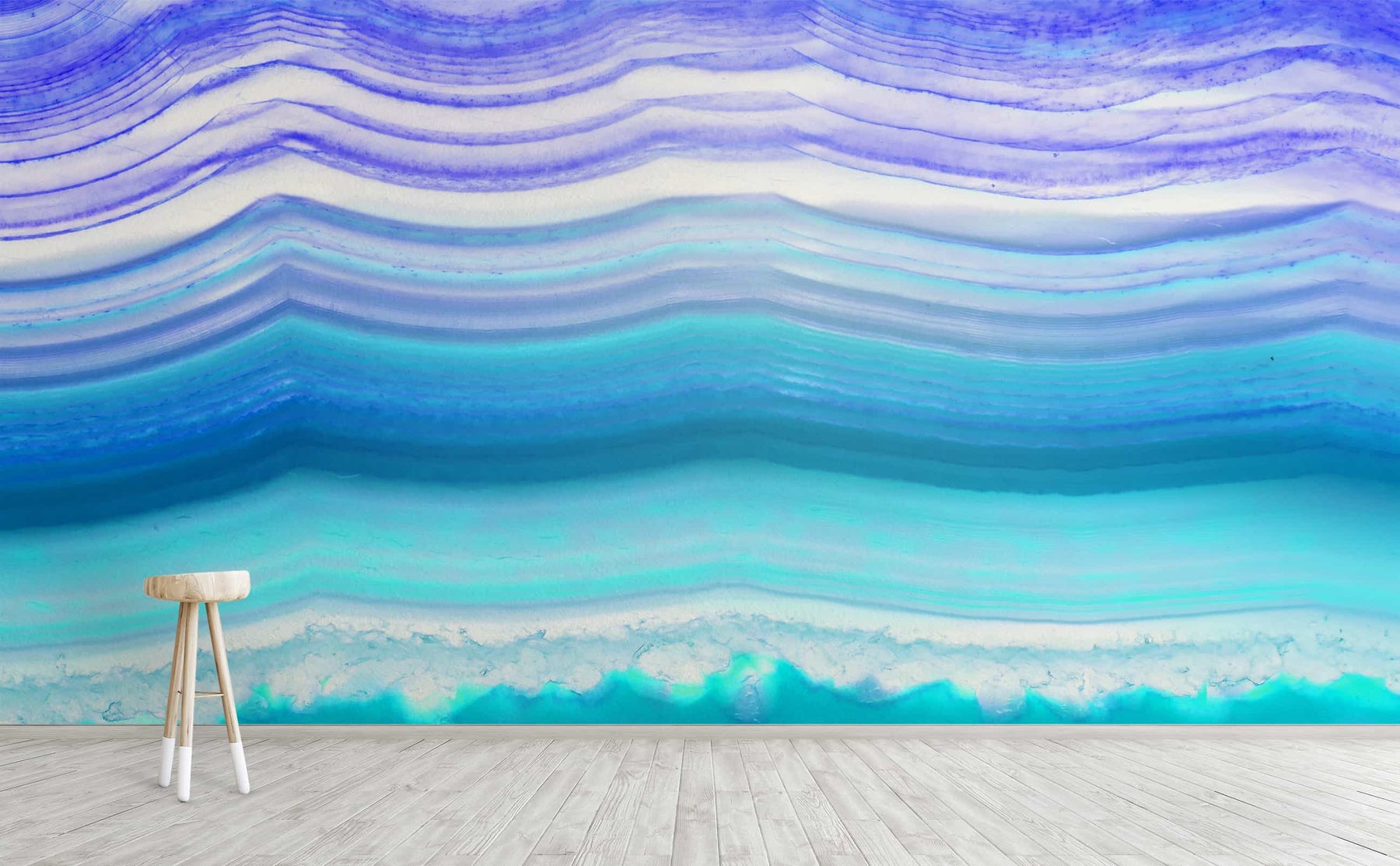 Blue waves abstract crystal layer Wall Mural | Sea Glass