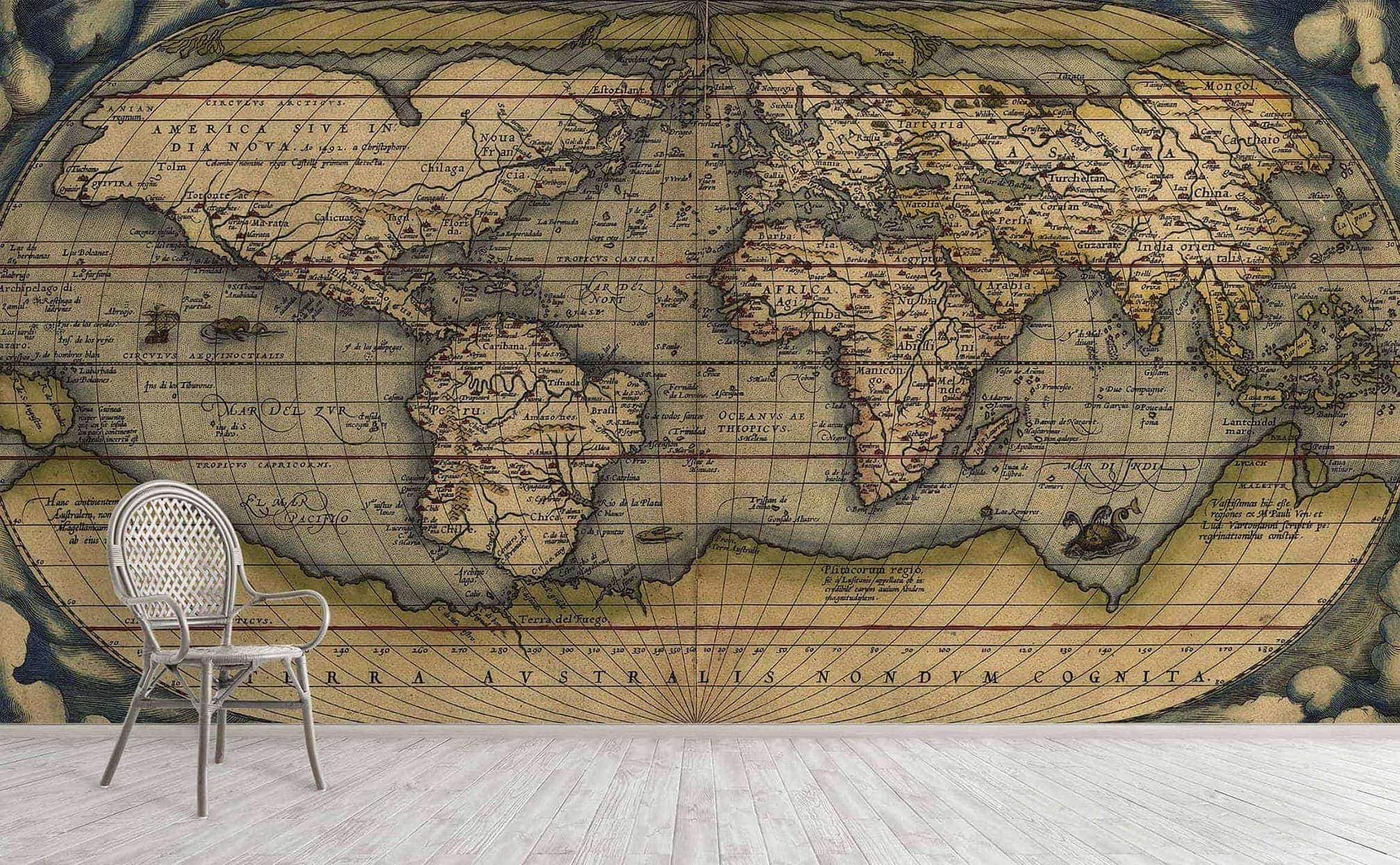 Old World Mural Colton's Vintage World Map Wall Mural | Map Wallpaper