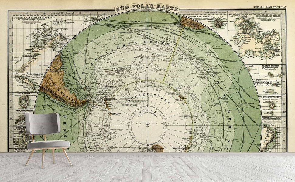 Antique color world and celestial map wall mural | Heaven and Earth