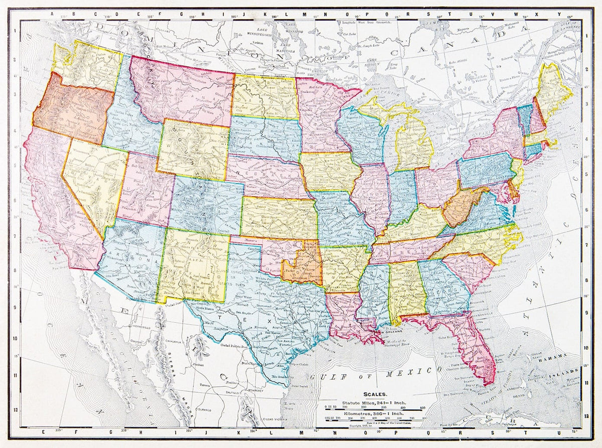 Vintage victorian United States - M2084 1s Vintage Victorian United States Atlas Map Wall Mural Classic Atlas Mural Pattern 1200x1200 