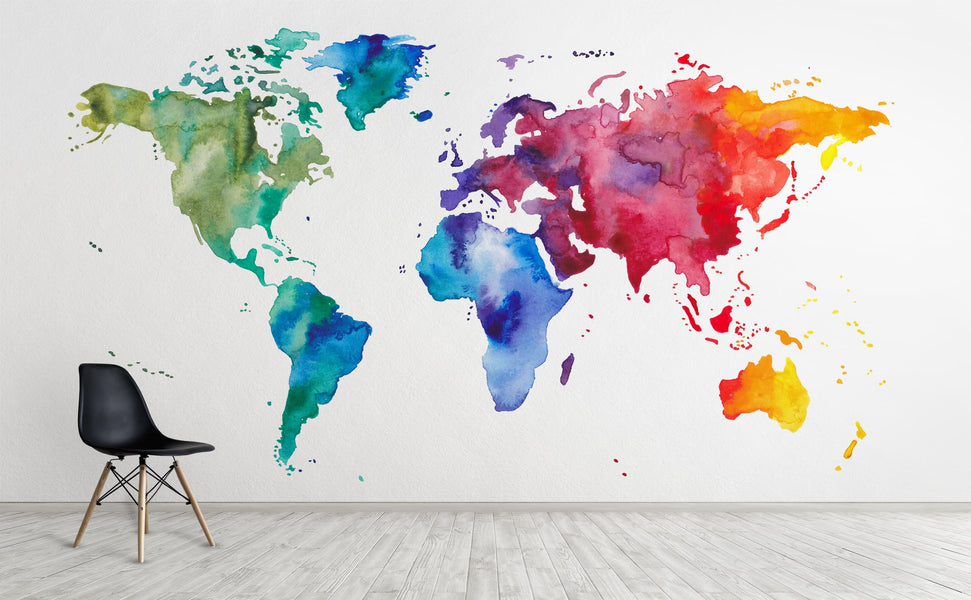Watercolor World Map Wallpaper