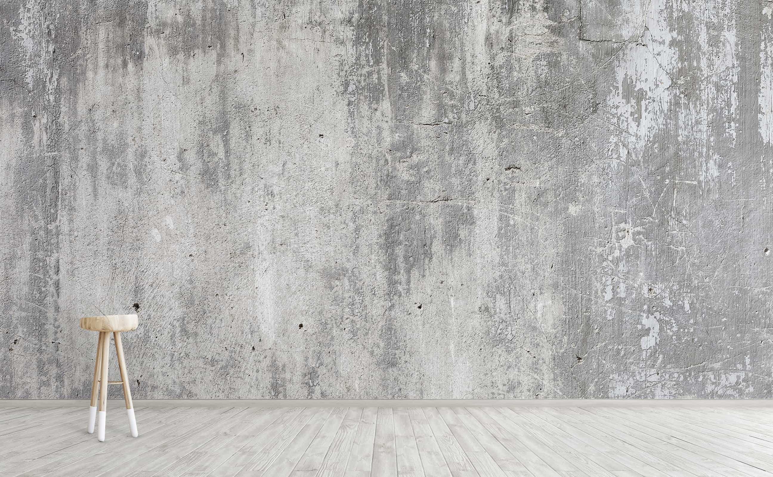 Grunge Distressed Whitewashed Gray Concrete Wall Mural