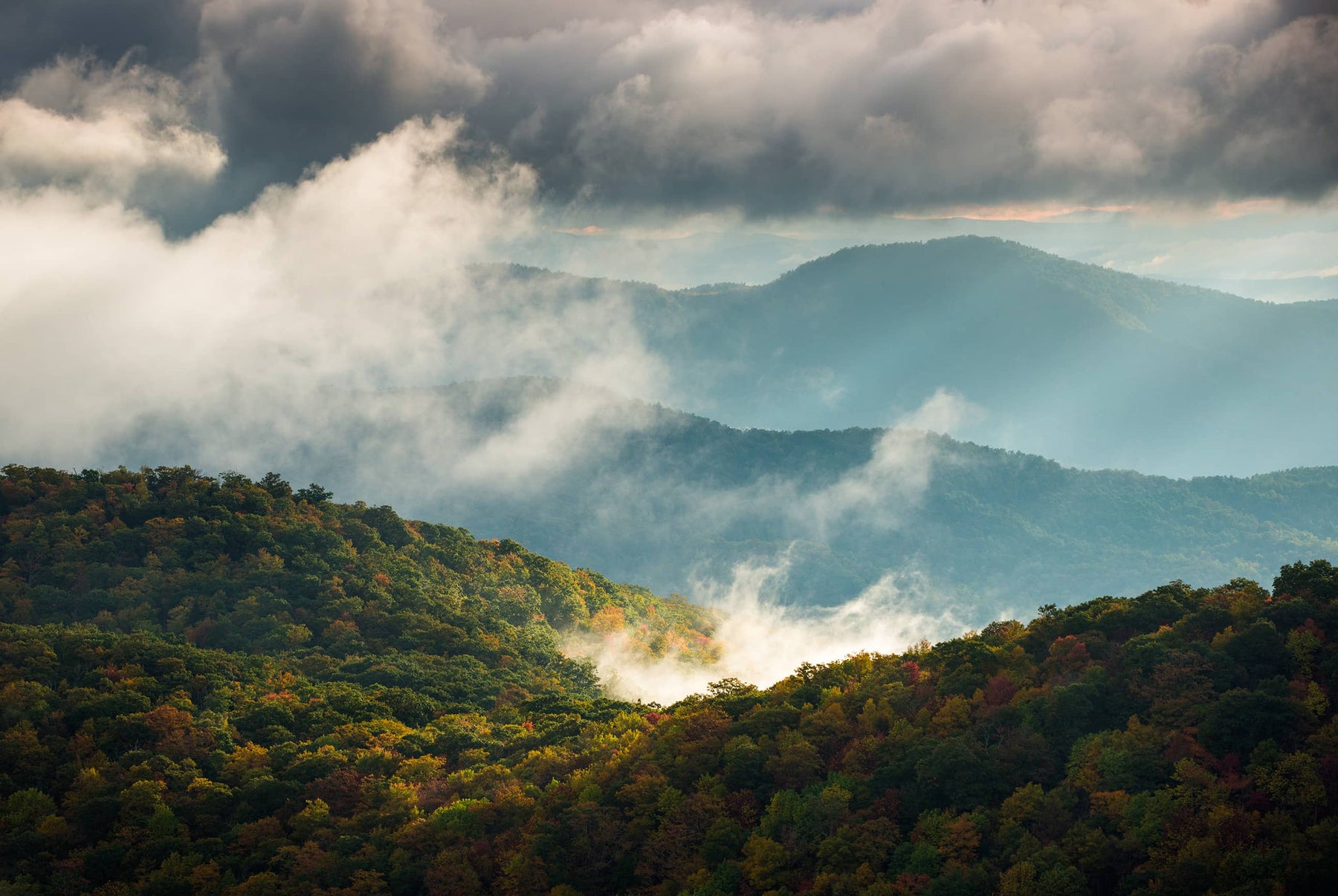 Appalachian mountain range forest landscape Wall Mural | Blue Ridge ...