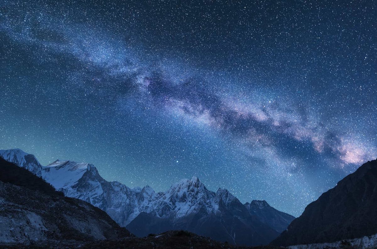 Blue night Milky Way galaxy over Himalayas Wall Mural | Perseus