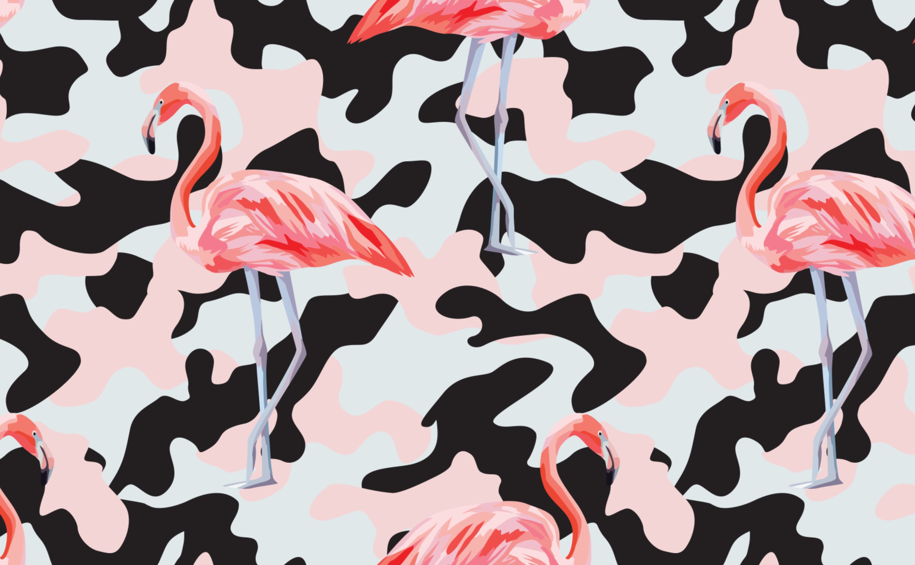 Wallpaper for Wall Pink  Green Flamingo  Walls By Me