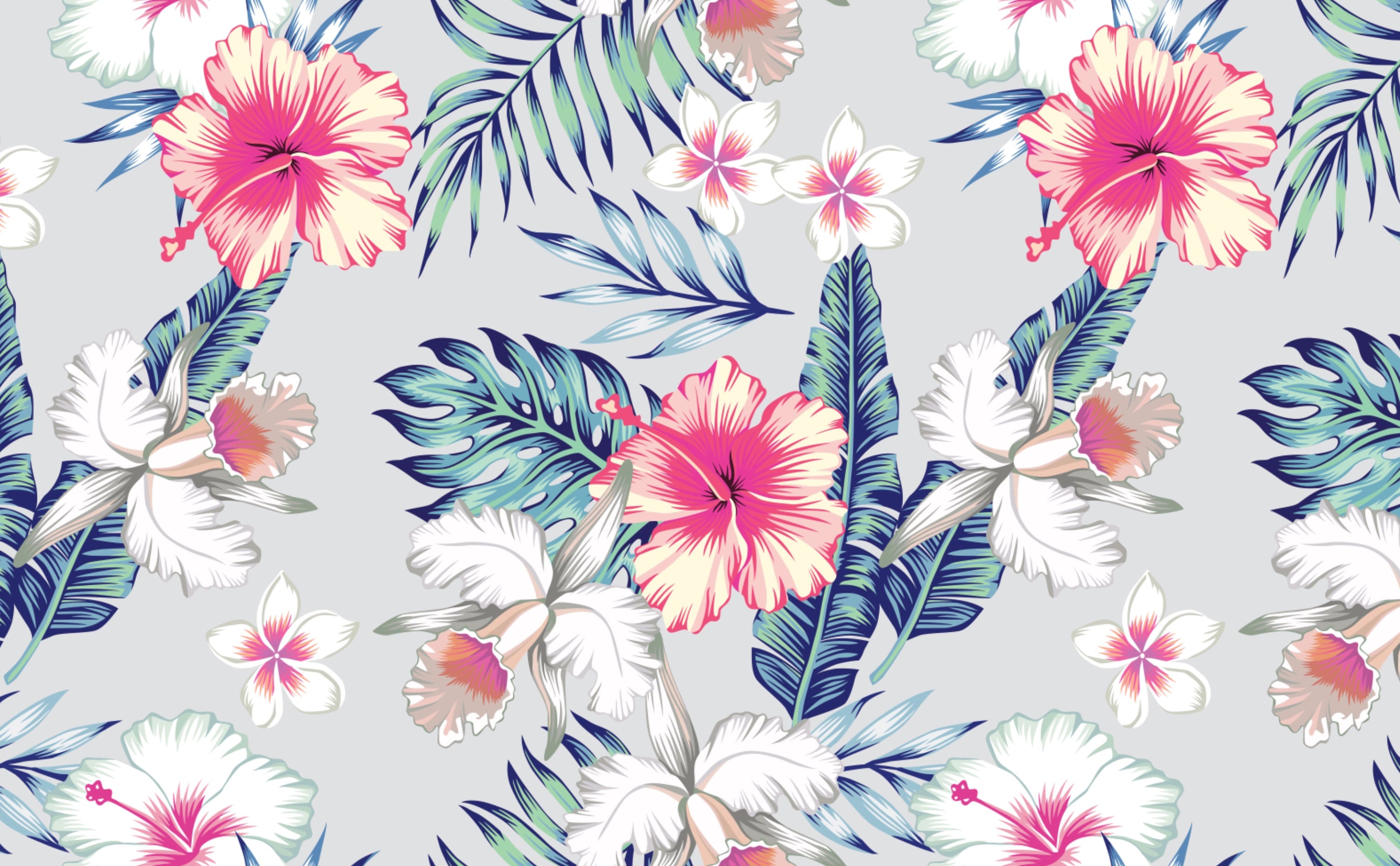 Tropical Floral Watercolor Wallpaper for Walls | Hawaiian Shirt