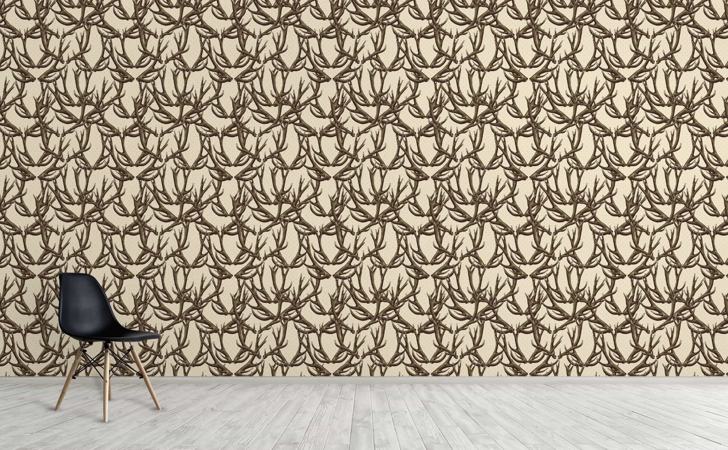 Dark Misty Forest with Horned Deer Wallpaper Mural • Wallmur®