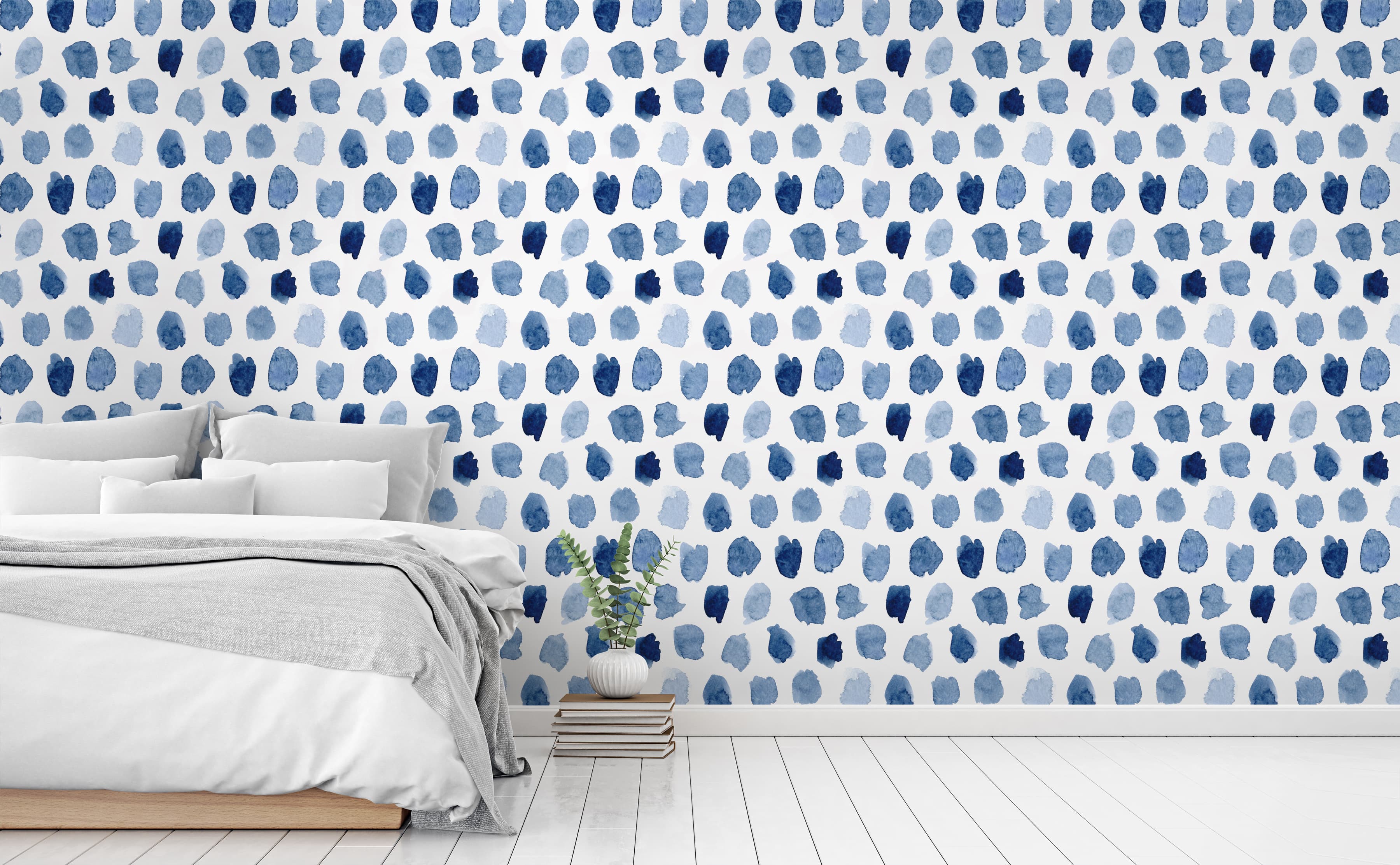 Blue Watercolor Pattern Wallpaper for Walls