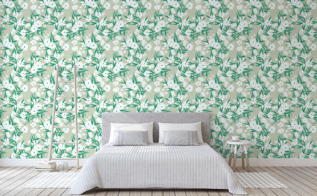 Fleurs Vert Wallpaper by Walls Need Love