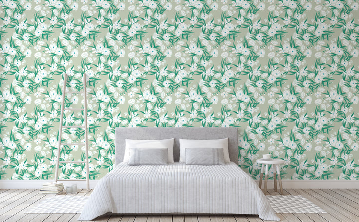Fleurs Vert Wallpaper by Walls Need Love
