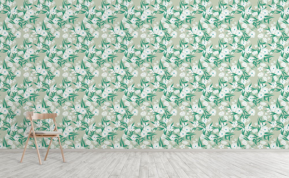 Fleurs Vert Wallpaper by Walls Need Love
