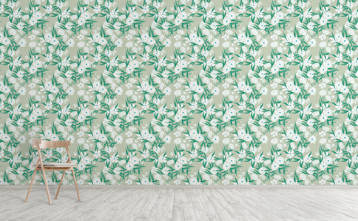 Fleurs Vert Wallpaper by Walls Need Love