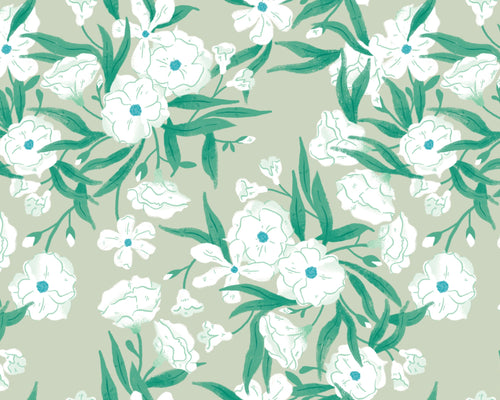 Fleurs Vert Wallpaper by Walls Need Love