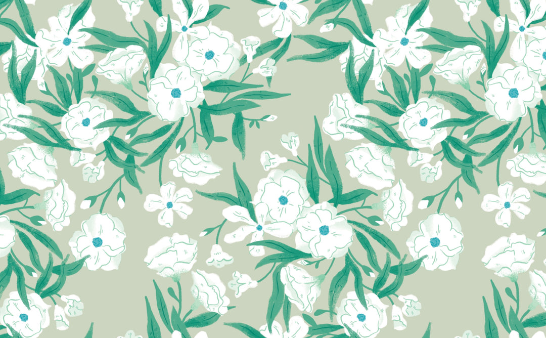 Fleurs Vert Wallpaper by Walls Need Love
