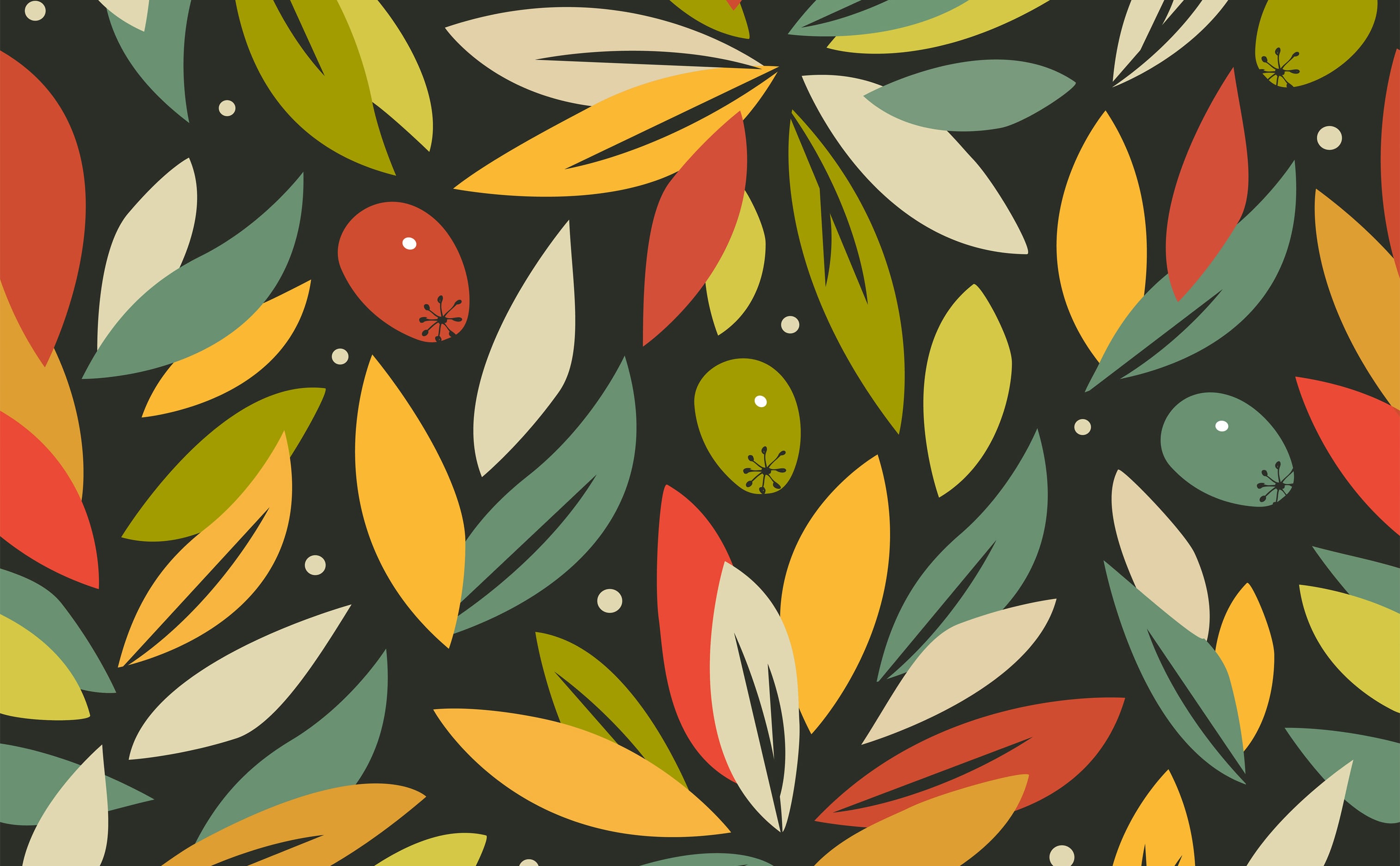 In the Shade of Olive Branches Wallpaper Pattern by Walls Need Love®