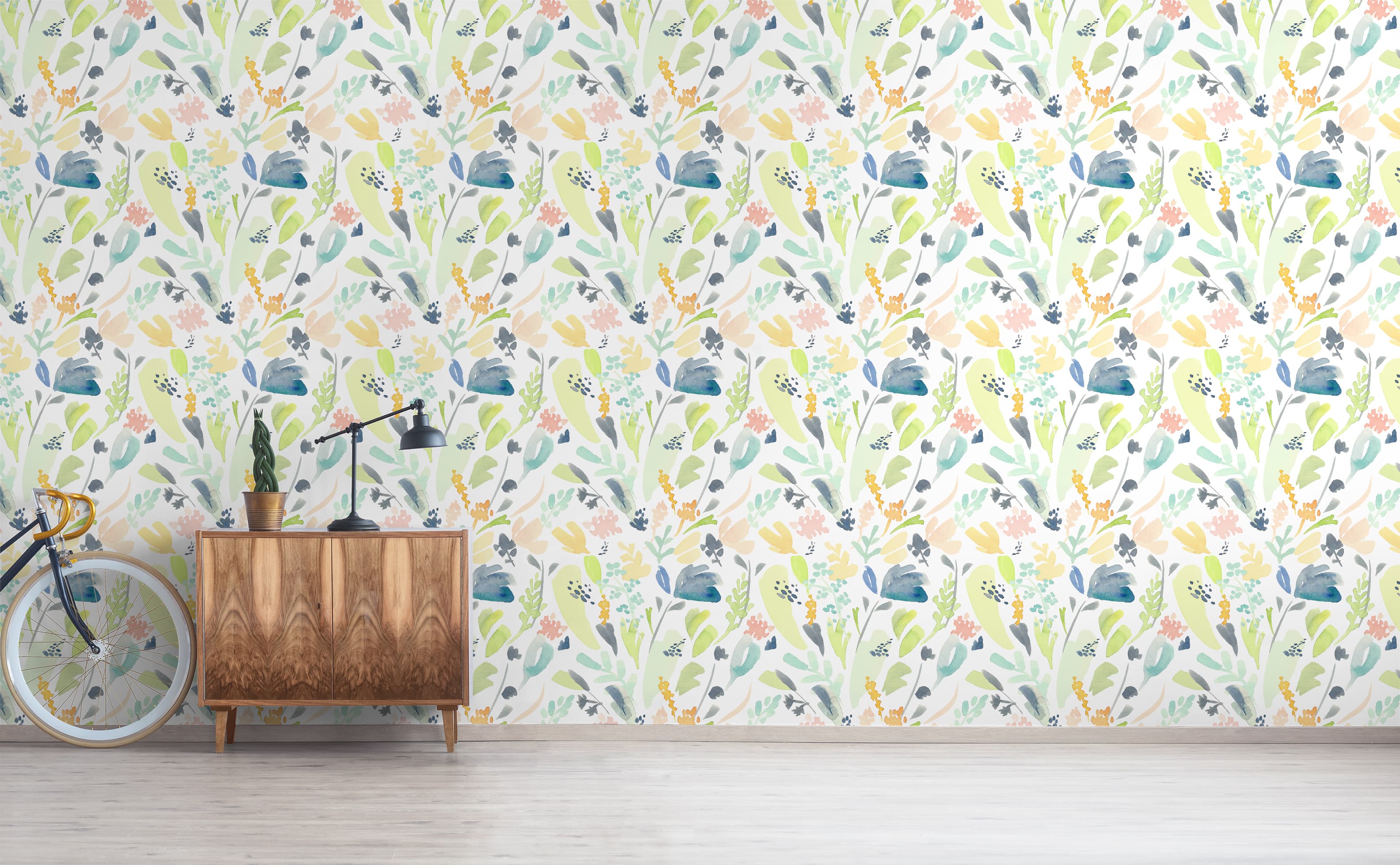 Watercolor Floral Peel and Stick Wallpaper Mural - Silk Interiors Wallpaper  Australia