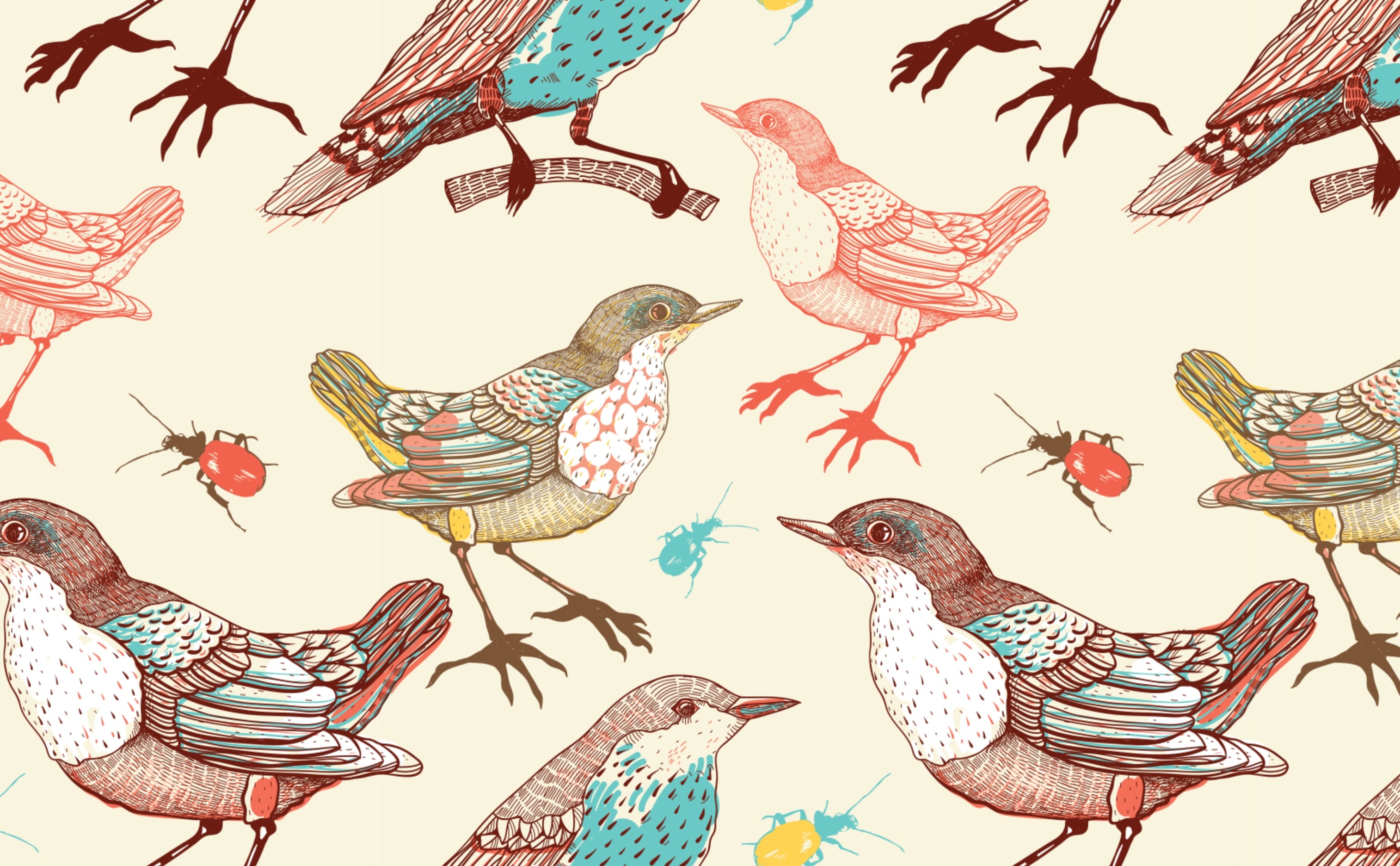 Tropical Summer Flowers and Exotic Birds Peel and Stick Wallpaper  On Sale    32616886