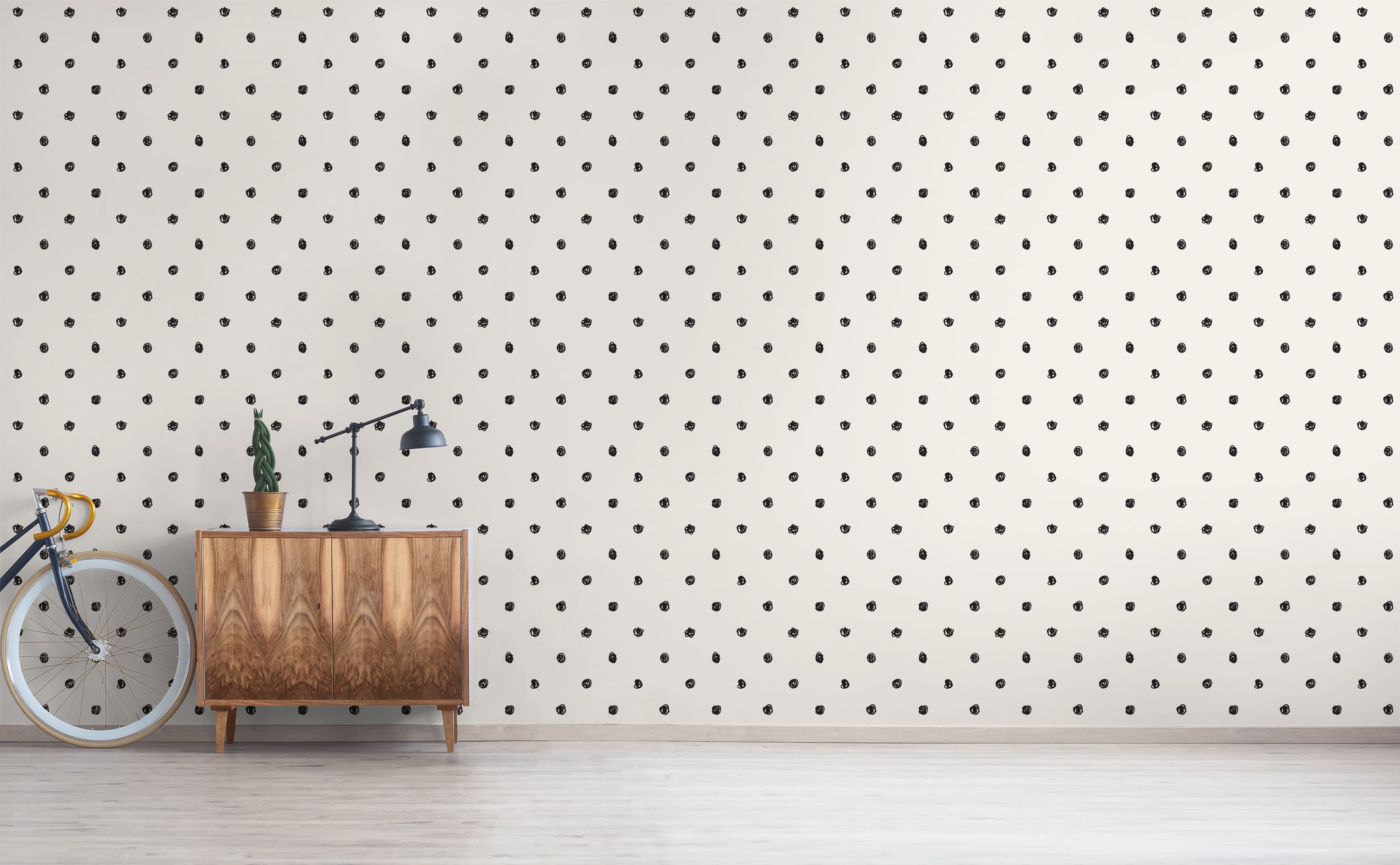 black polka dots wallpaper