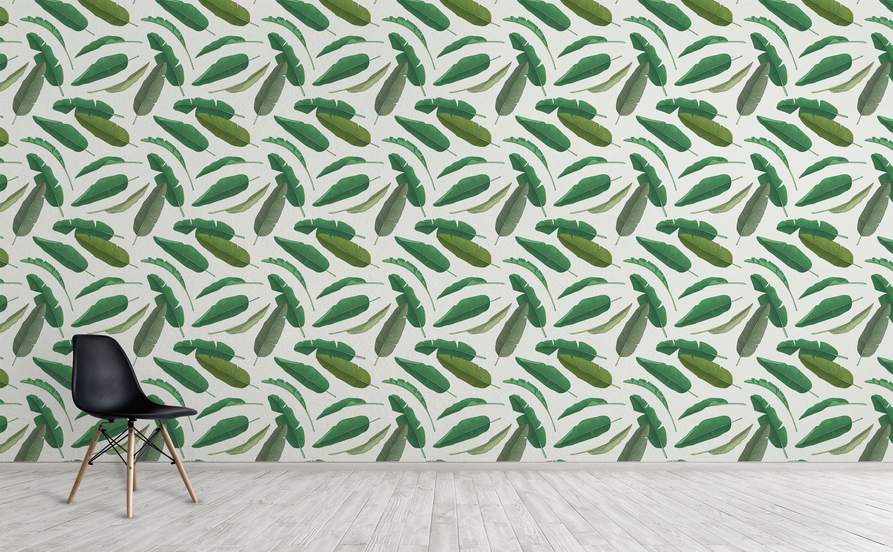 Blue palm leaves design removable wallpaper for coastal interiors | Livettes