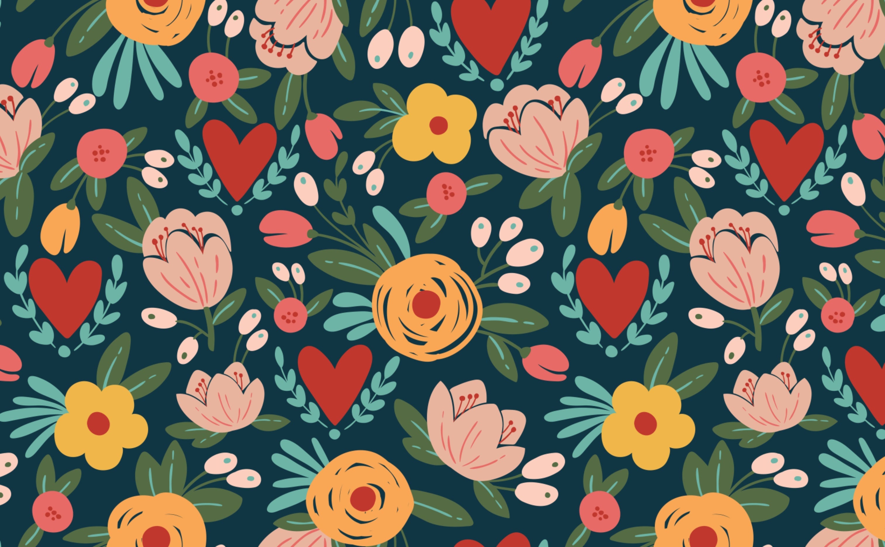 Bright Floral Design Wallpaper for Walls