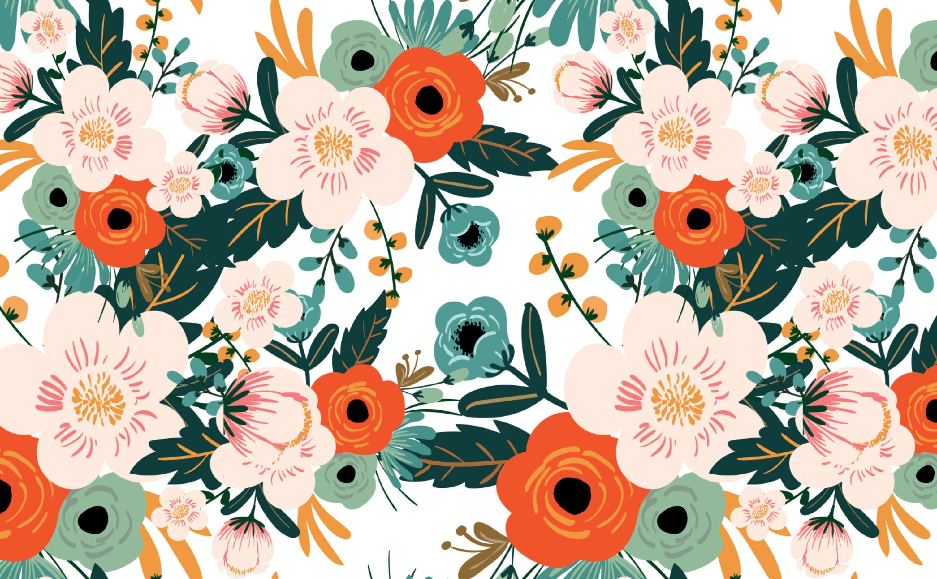 Monochrome Flower Design Wallpaper