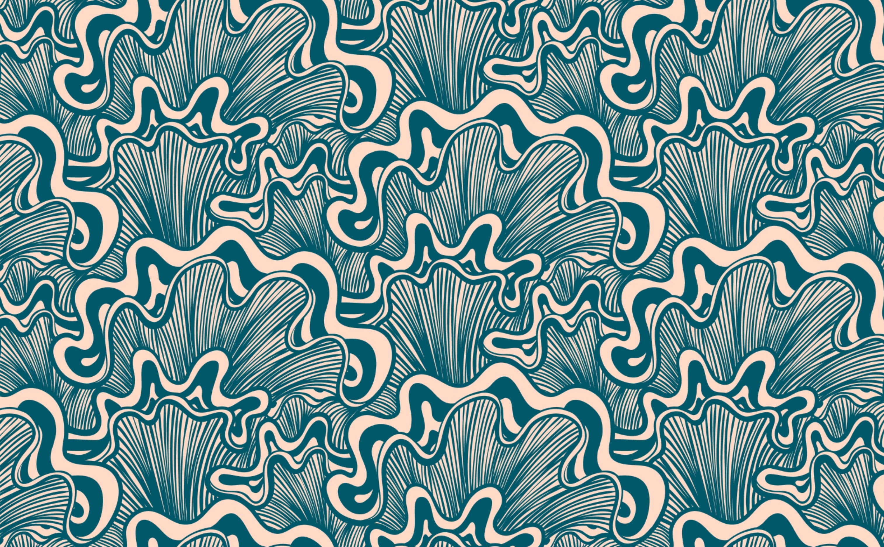 Shell Pattern in Deep Blue Wallpaper - Etsy