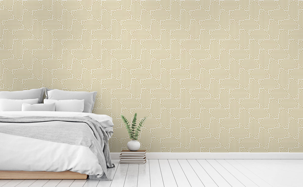 Gold Lines Maze Wallpaper for Walls | Zaragoza