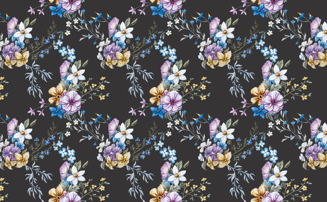 Victorian Flora in Blue Sample