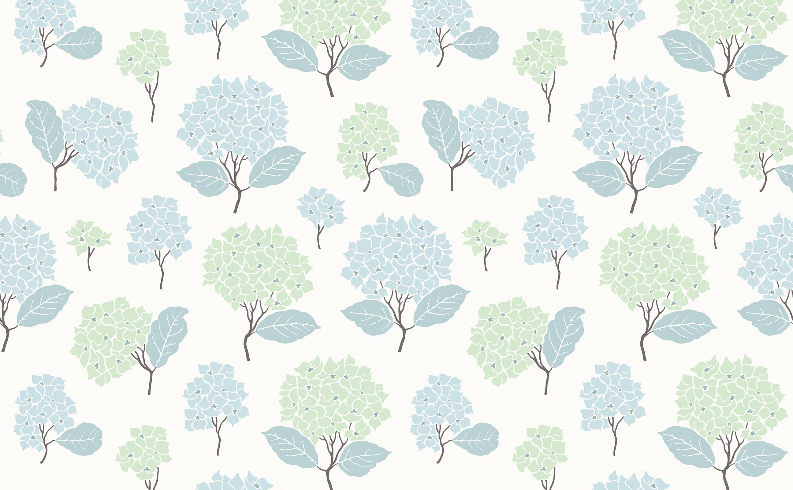 Hydrangea Pattern Computer Screensaver Illustrated pastel hydrangea light floral Wallpaper for Walls | Garden ...