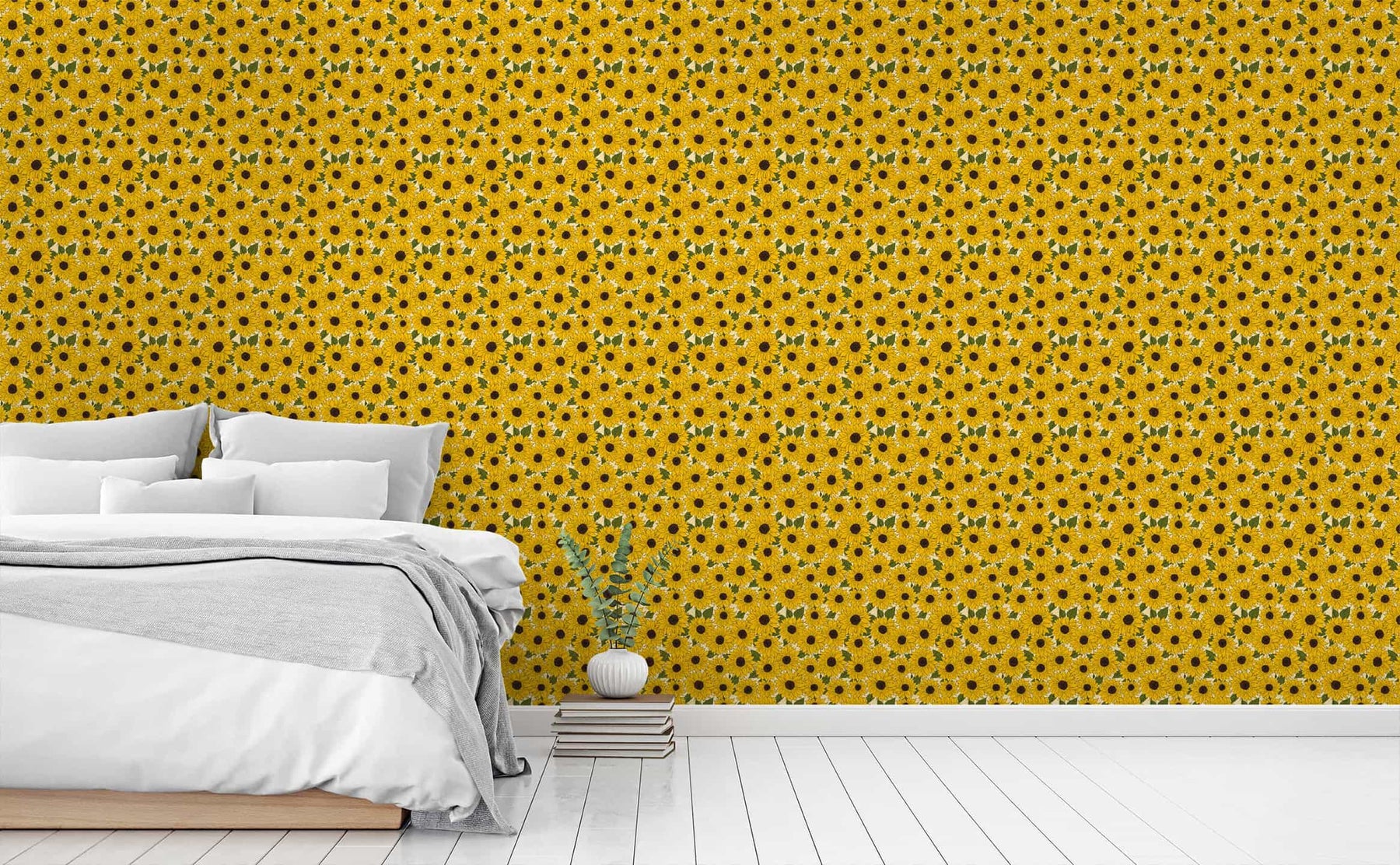 sunflower wallpaper bedroom