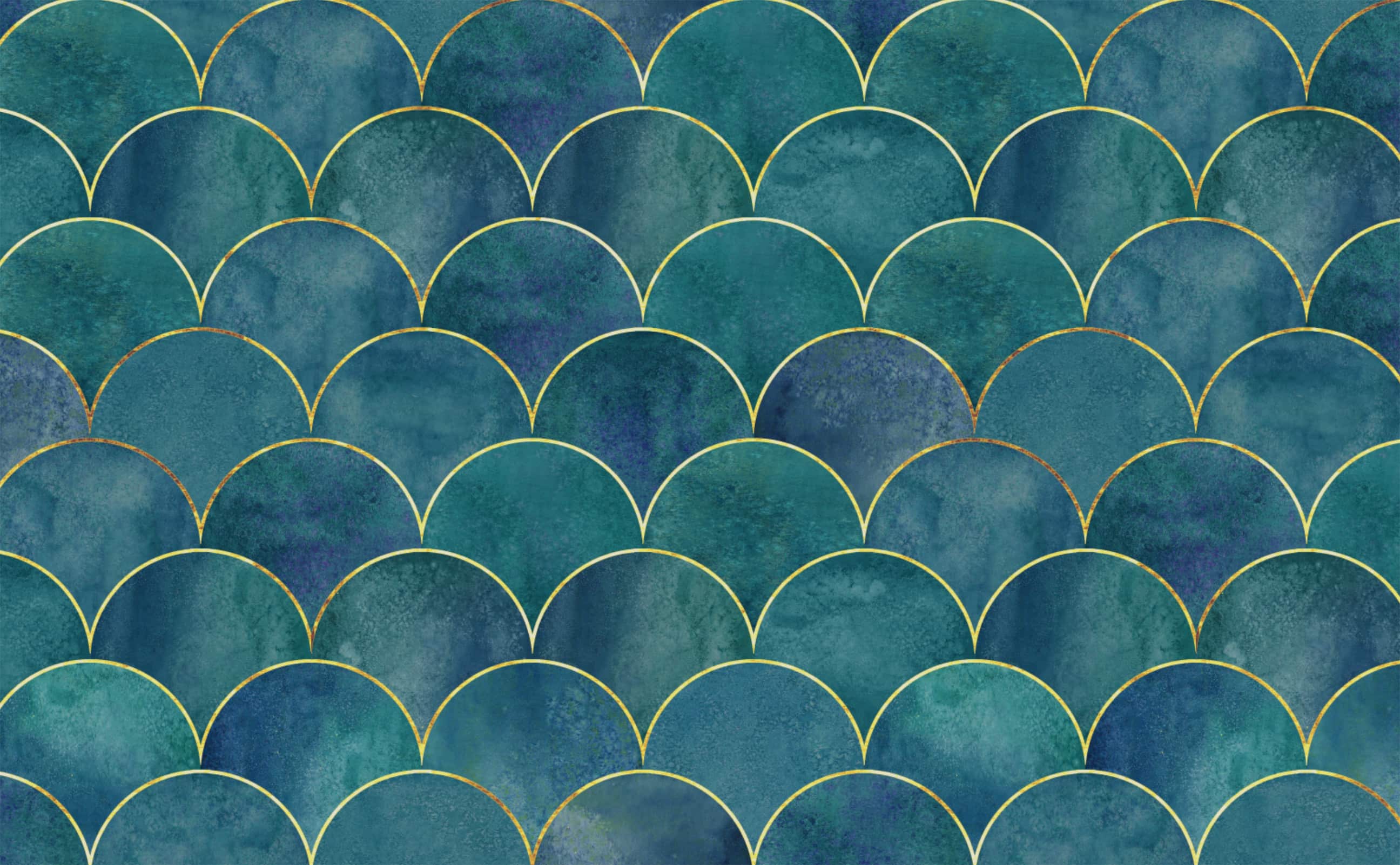 Blue and Gold Luxurious Art Deco Wallpaper, Classic Wall Mural