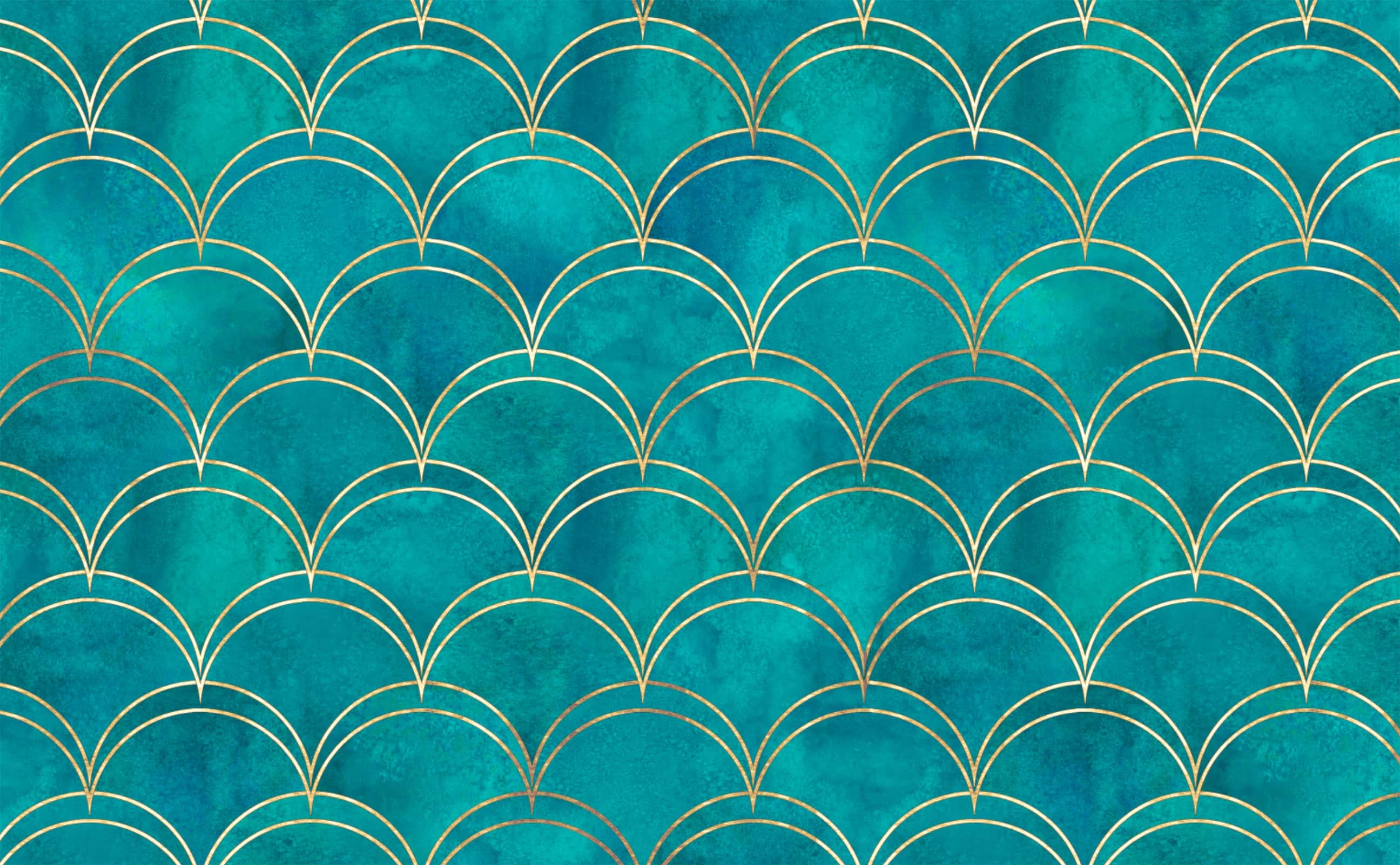 Teal marble gold accent double arch seamless Pattern Wallpaper